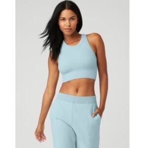 ALO Yoga Seamless Delight Alo High Neck Bra Chalk Blue | Size M